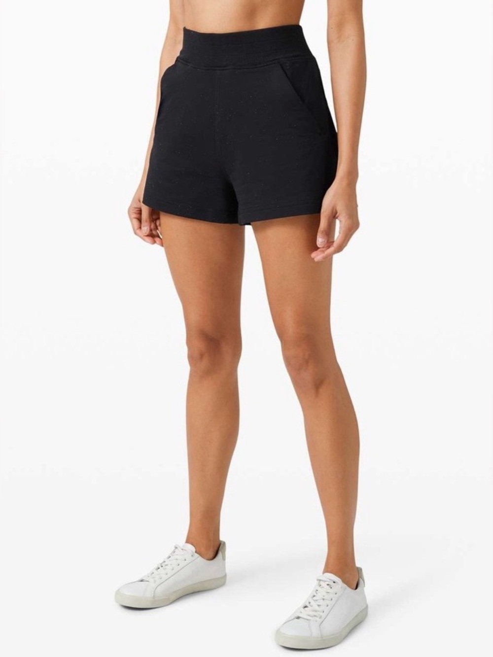 LULULEMON Black Speckled LA Sweat Shorts